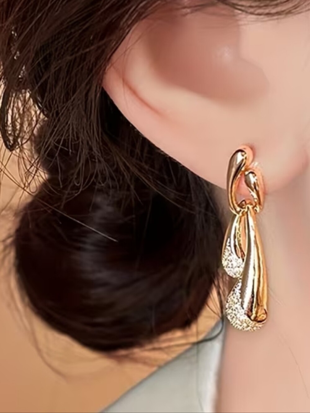 Gold-Tone Crystal Teardrop Dangle Earrings - Women Jewelry - Picture 2 of 2